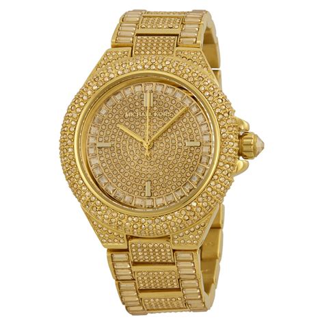 michael kors camille crystal encrusted chronograph watch